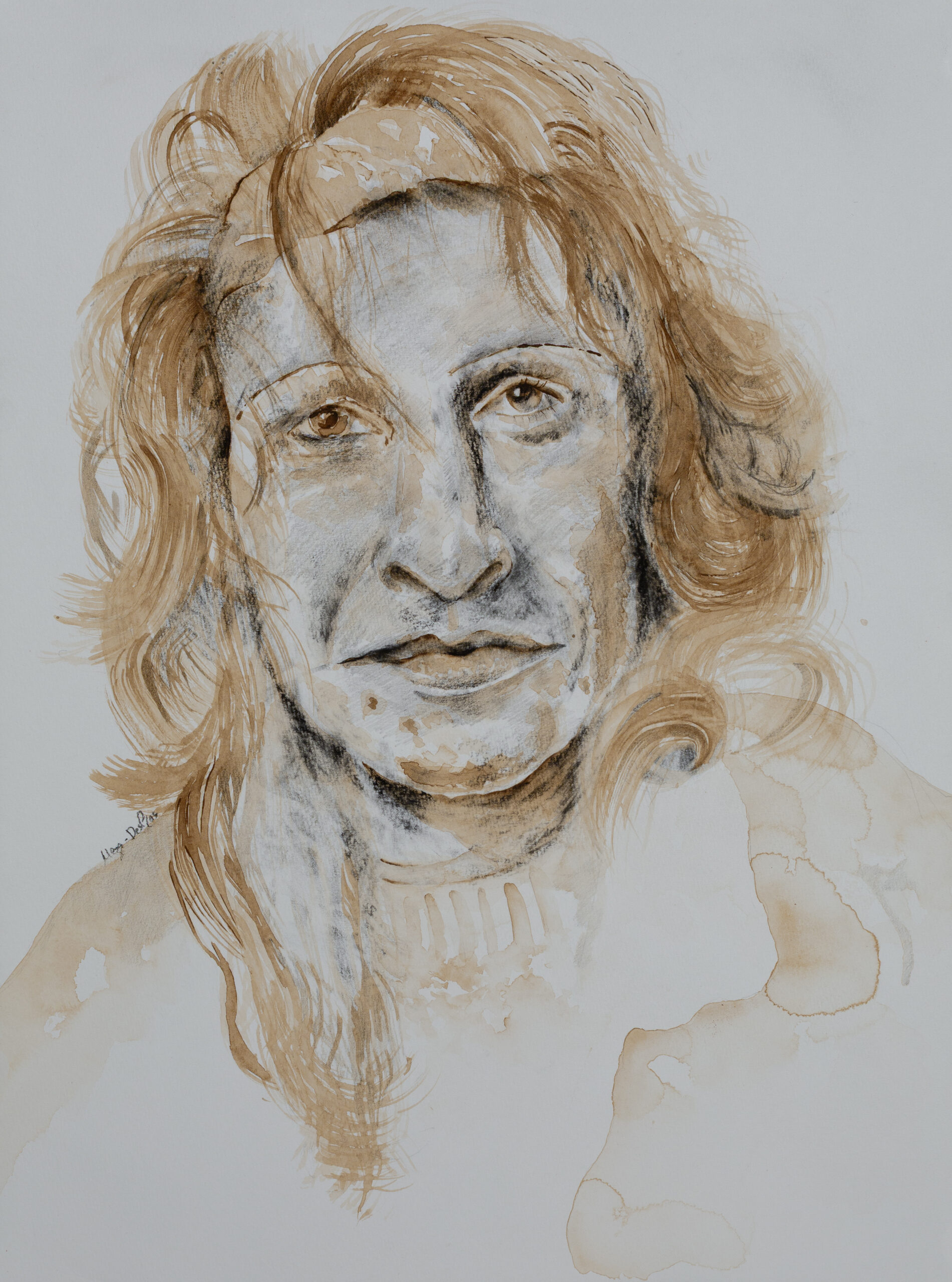 2Meza-DesPlas Invisible Sylvia Invisible Sylvia, 2023, graphite and watercolor, 16” x 12”