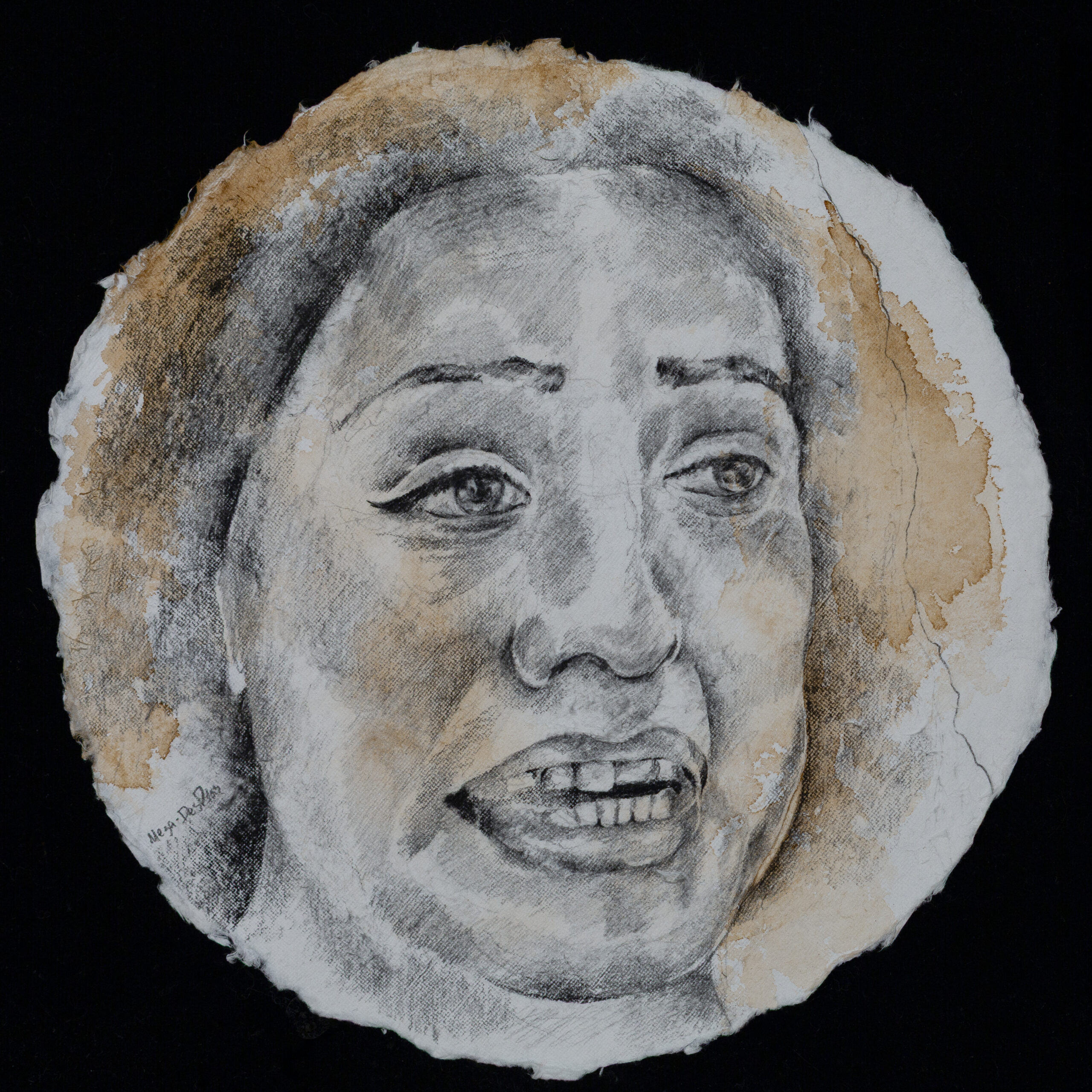 3Meza-DesPlas Invisible Isa Invisible Isa, 2023, graphite and watercolor, 8” diameter